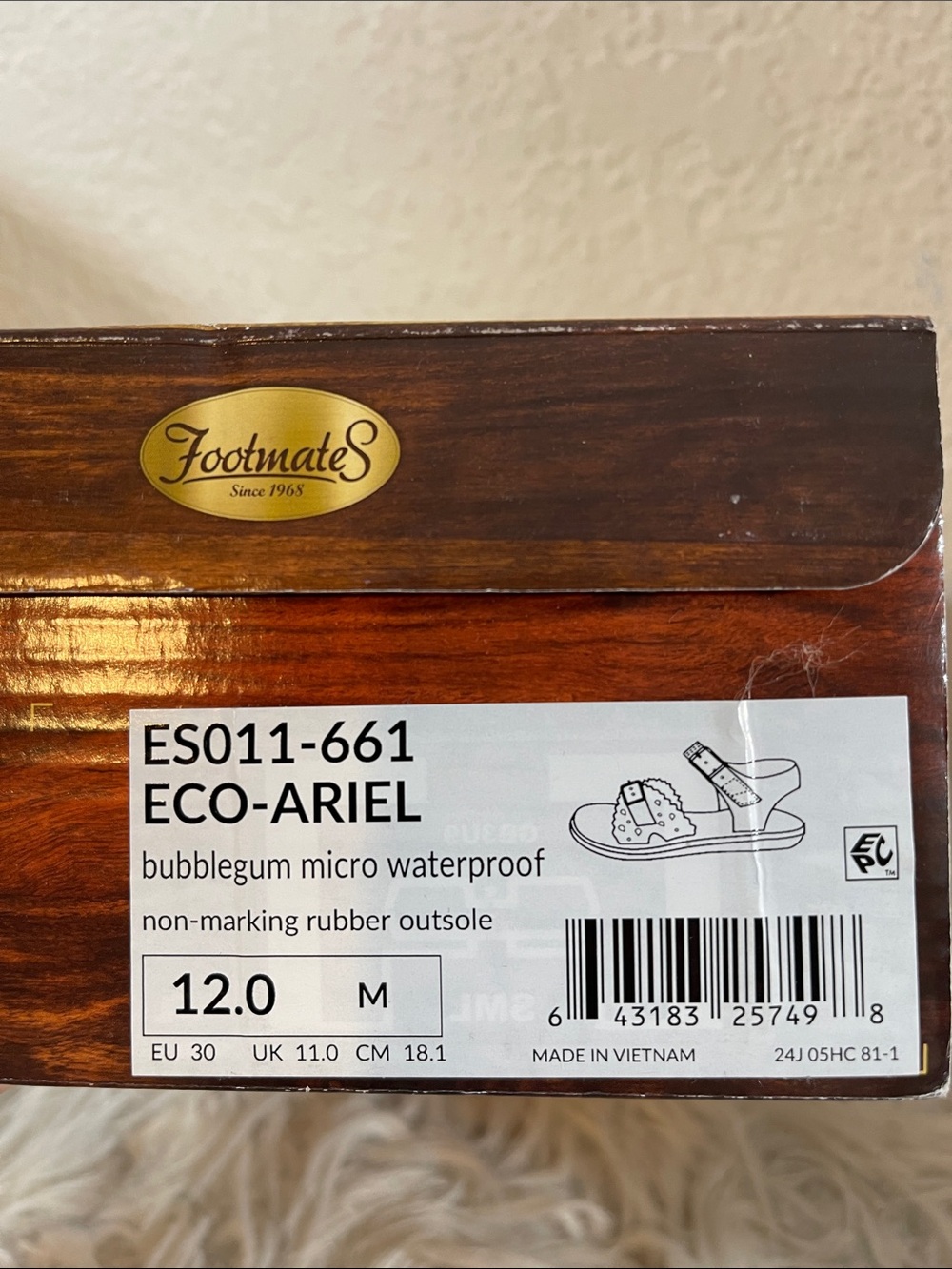 FOOTMATES ECO-ARIEL - ES011-661 - BUBBLEGUM MICRO WATERPROOF SIZE 12 NEW - Picture 9 of 10